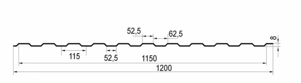 Профнастил С8 0,3 мм вишневый RAL 3005 1м